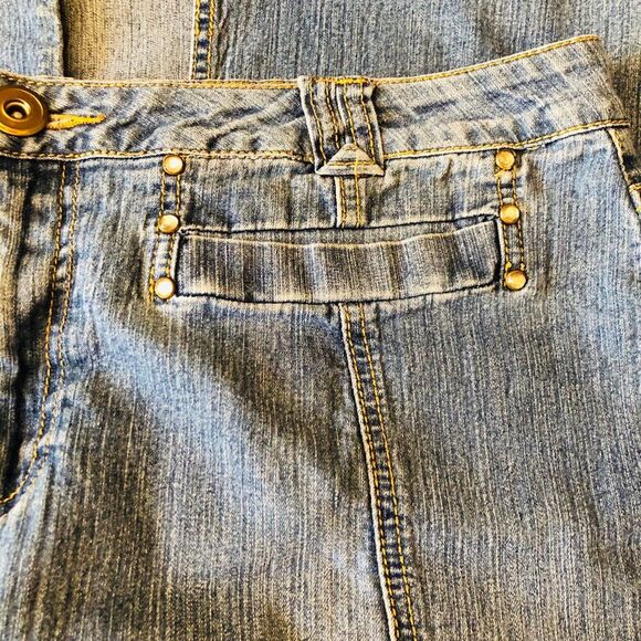 Baccini Womens Maxi Skirt 1X VTG Denim Embellished High Back Slit Country Wear - Picture 9 of 10